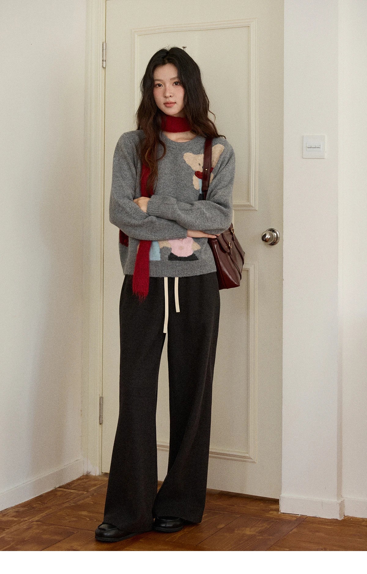 MISHOW Wide-leg Pants for Women 2025 Autumn Winter High Waist Straight Lace-up Loose Pants Retro Casual Slim Pants MXE89K1100