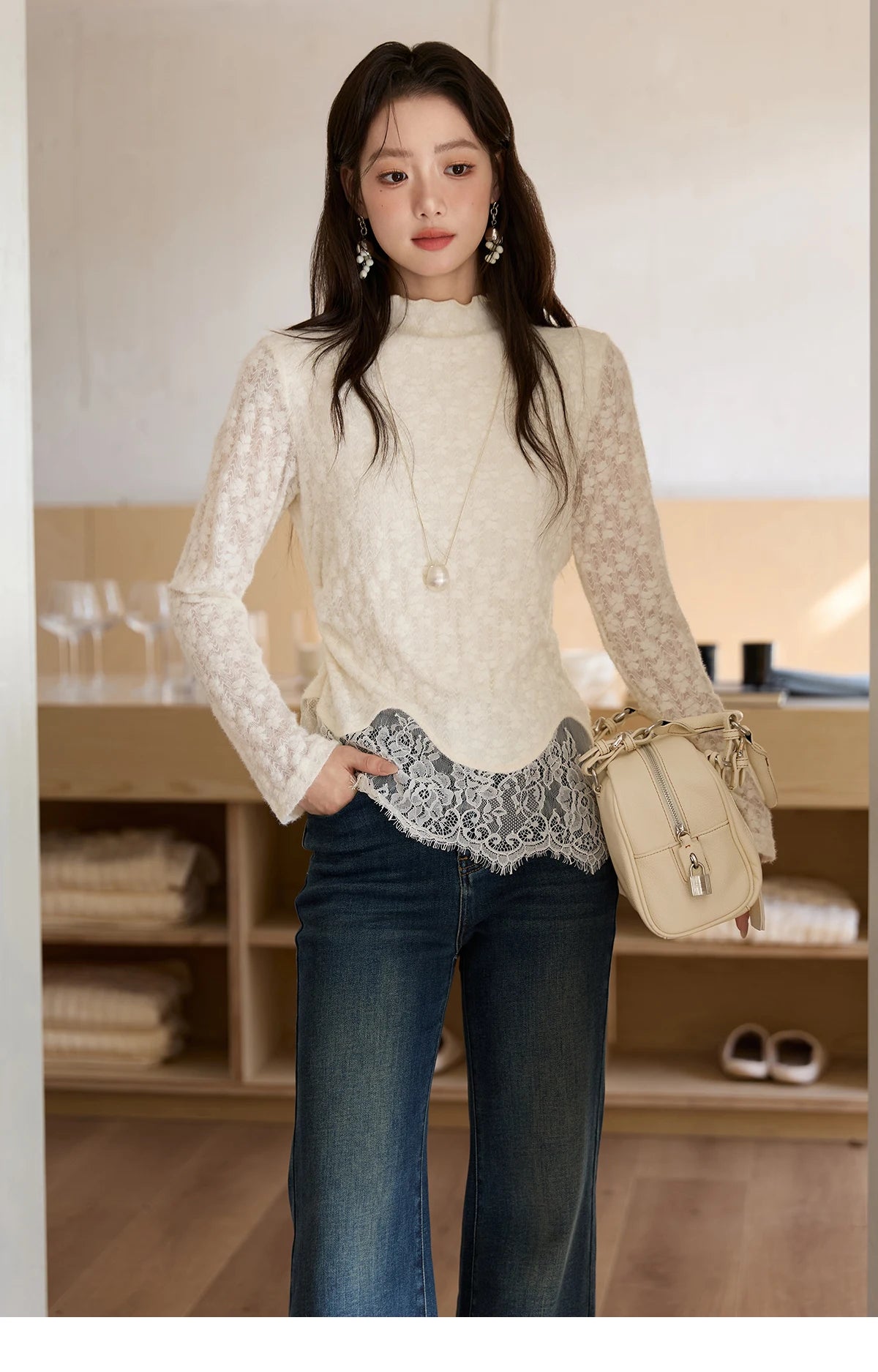 MISHOW Women's Jeans 2025 Autumn Winter Denim Blue Flared High Waist Slim Jeans New Retro Commute Wide Leg Trousers MXE51K1092