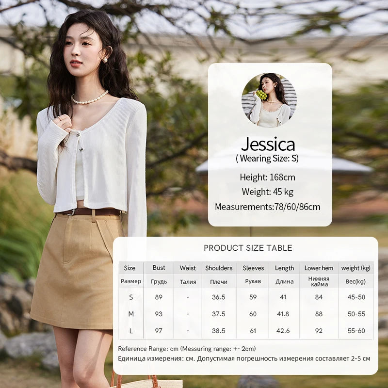 MISHOW Women's Butterfly Button Knitted Cardigan Spring 2025 Slim Fit Versatile Sweater Round Neck Sweet Solid Tops MXE11Z1104