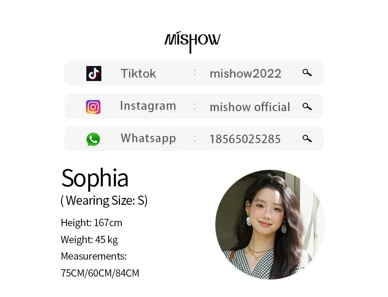 MISHOW Women's Fashion V-neck Dress 2025 Summer Office Lady Plaid Waist Cinched Sashes Short Sleeve Female Dresses MXE39L2410