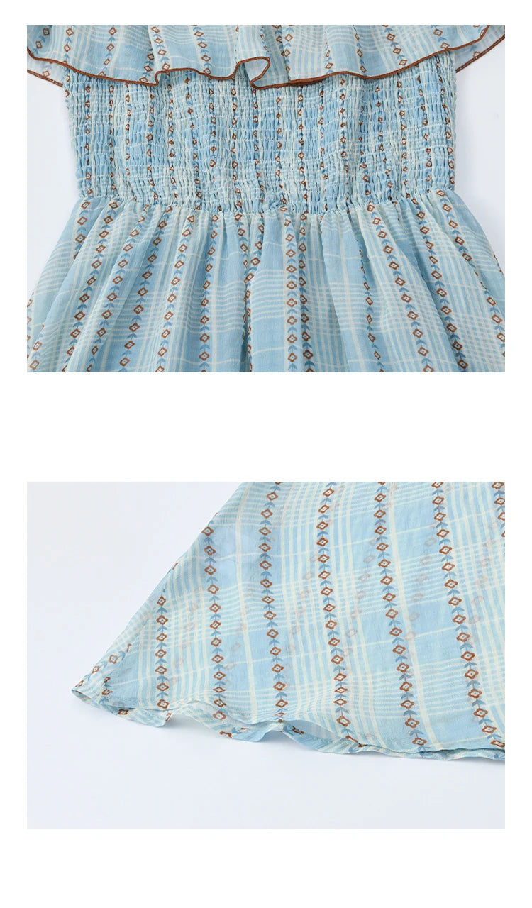 MISHOW Women's Fashion Slash Neck Chiffon Dress 2025 Ladies Elegant Vacation Striped French Dresses Female Clothing MXE39L2380