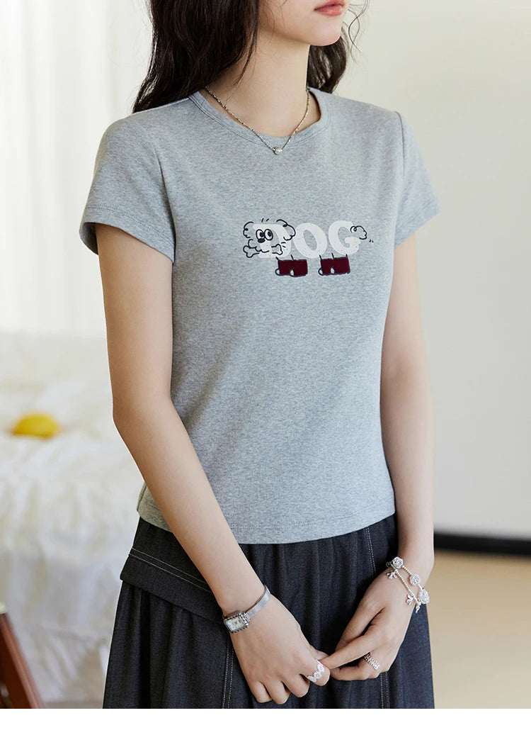 Mishow Cartoon Print Round Neck Tee MXE13T0495
