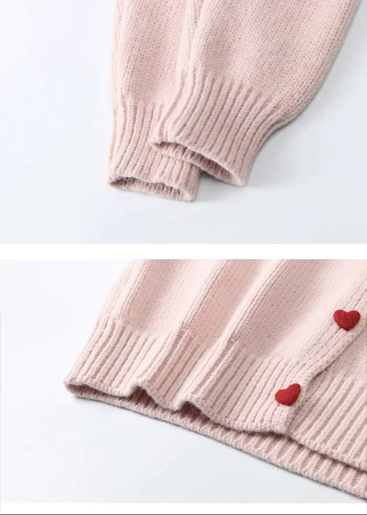 MISHOW Love Heart Button Sweater Color Clash Women Winter Clothing Knitted Cardigan Loose Versatile Thick Warm Tops MXD58Z1127