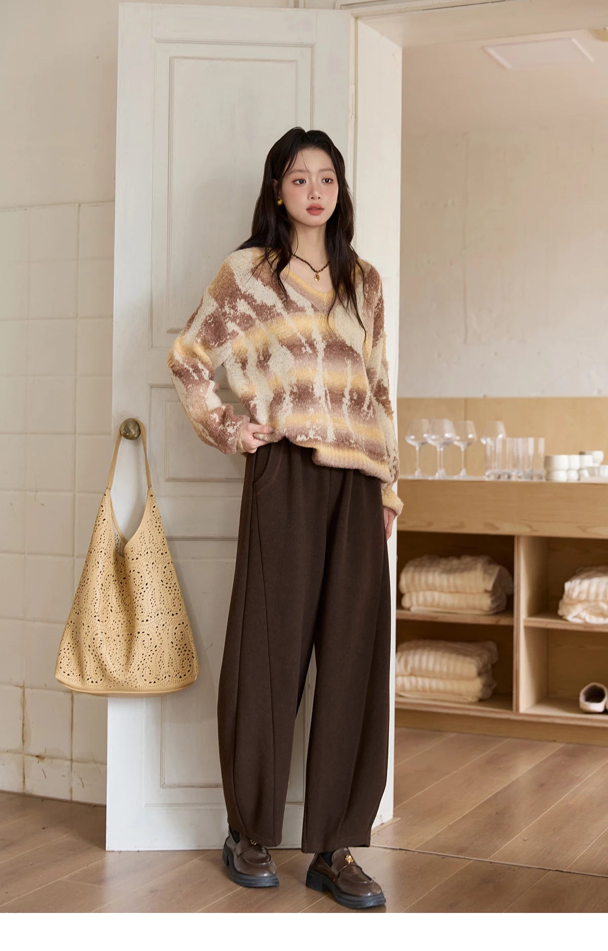 MISHOW Casual Pants for Women 2025 New Fashion Solid Loose Wide-leg Pants Commute Comfortable Women's Winter Pants MXE51K1093