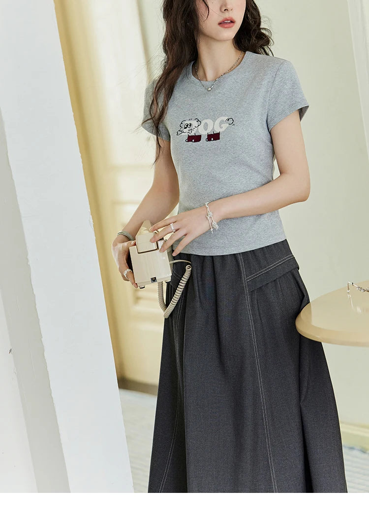 Mishow Cartoon Print Round Neck Tee MXE13T0495