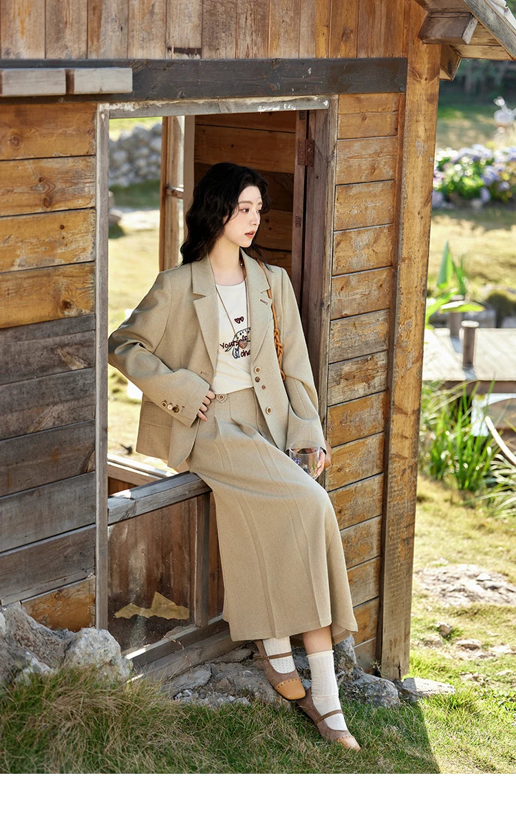 MISHOW Skirt Jacket For Women Separately 2025 Spring New Casual Vintage Blazer Jacket Pleated Skirt Fashion Blazer MXE11W0712