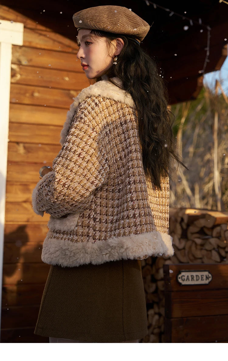 MISHOW Winter Parkas Jacket Women High Quality Loose Padding Cotton Coat Thick Warm Houndstooth Puff Jackets Ladies MXC54W0137