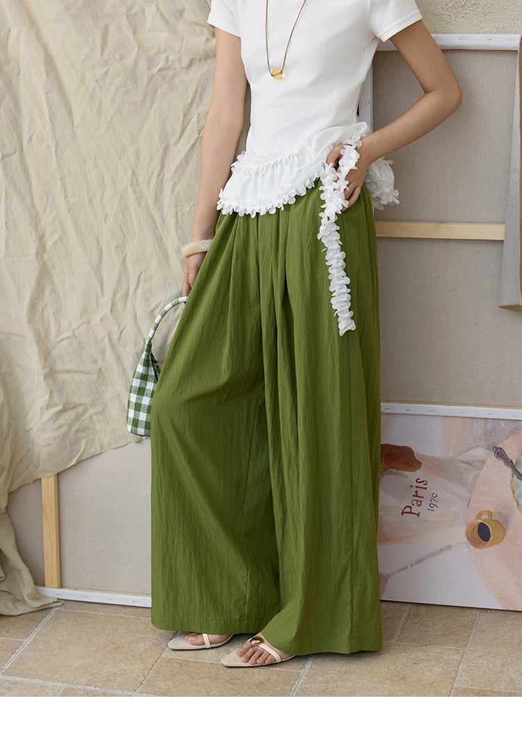 MISHOW Office Lady Summer Pants Women New 2025 Solid Loose High Waist Elastic Wide Cool Wide Leg Pant Female Slimming MXE31K0920