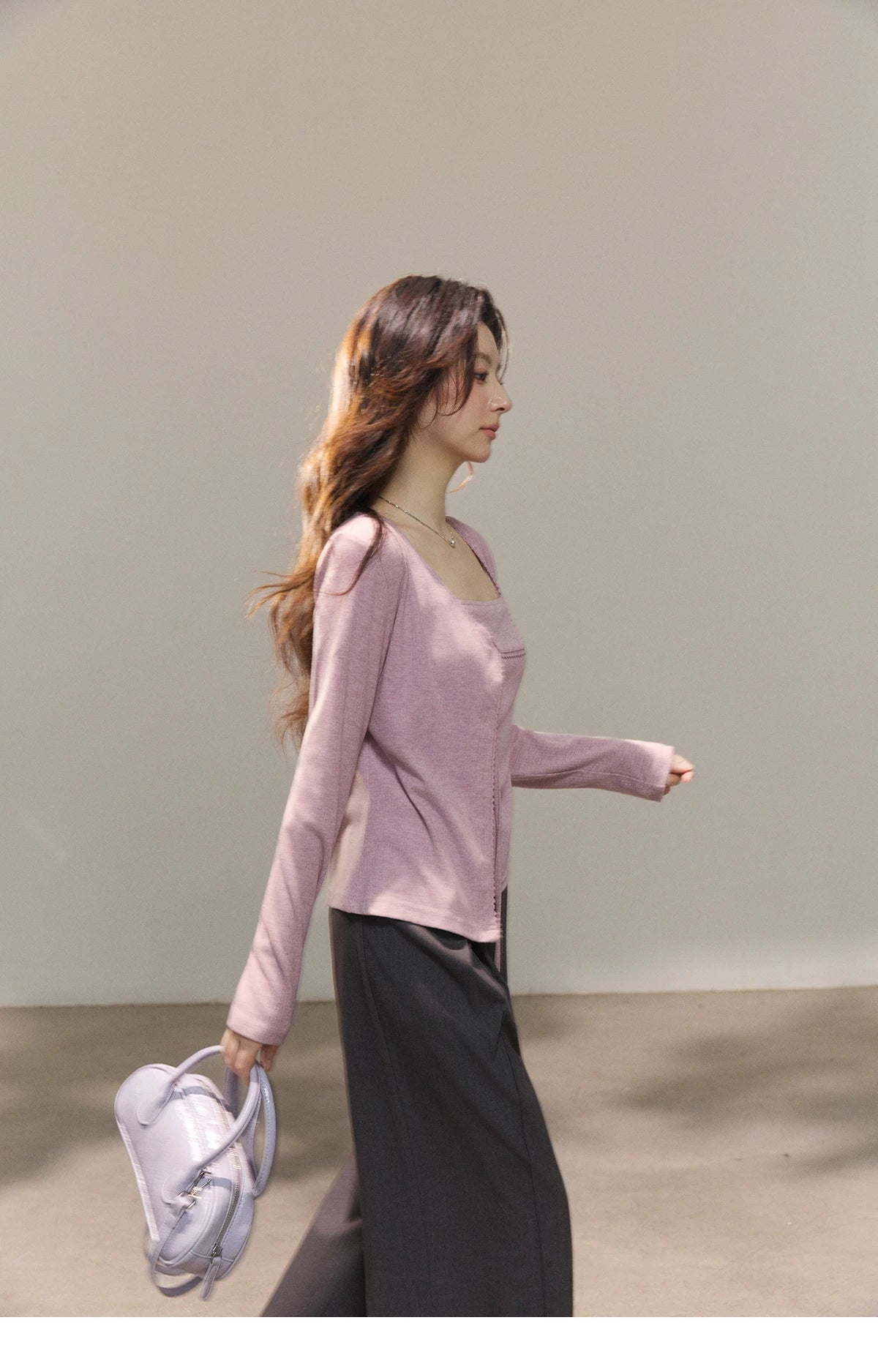 MISHOW Women's Purple Knitted Two-Piece Set 2026 Spring Knitted V-neck Lace-Up Cardigans Camisole Irregular Tops Set MXF13Z2998