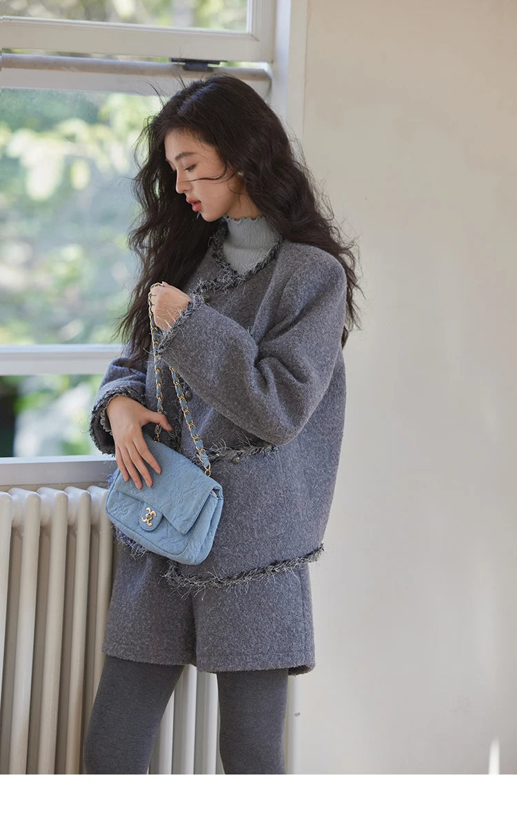 MISHOW Plaid Tweed Jackets Shorts Separately Women Korean Luxruy Gentle Single Breasted Jacket Solid Short Pants MXD35W0489