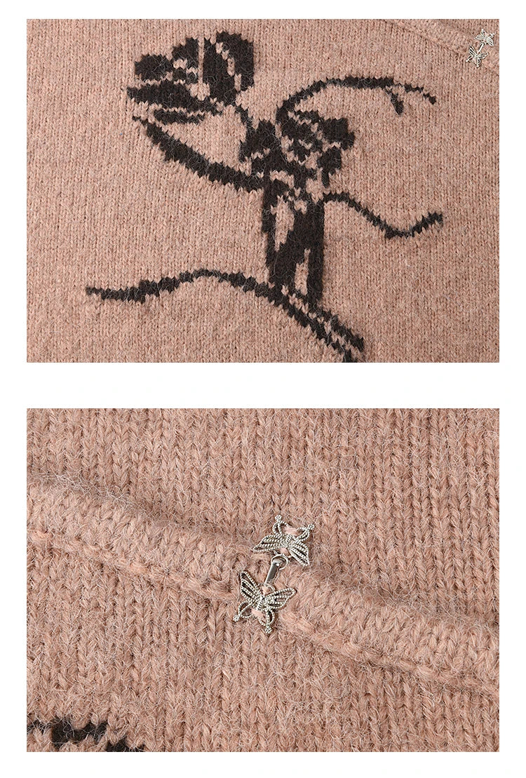 MISHOW Chinese Hollow Out Sweaters for Women 2024 Autumn Winter Loose Casual Design Sweet Floral Knitted Pullovers MXD36Z0888