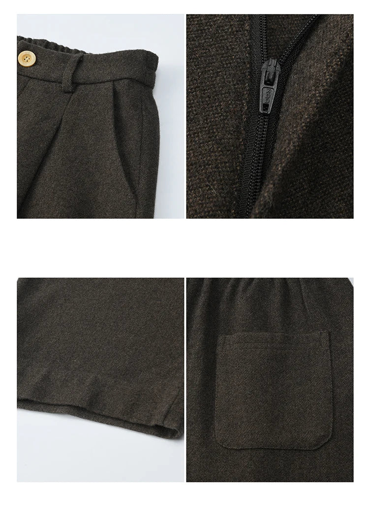 MISHOW Women Pants 2025 Autumn Winter Retro Brown Wide-leg Pants High Waist Design Loose Casual Drape Pants MXE88K1122