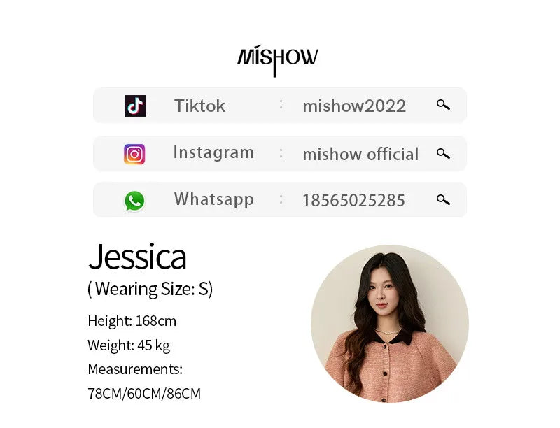 MISHOW Women's Pink Knitted Cardigan Autumn Winter Contrast Collar Bow Pocket  Top Single-breasted Loose Warm Sweater MXE94Z2957