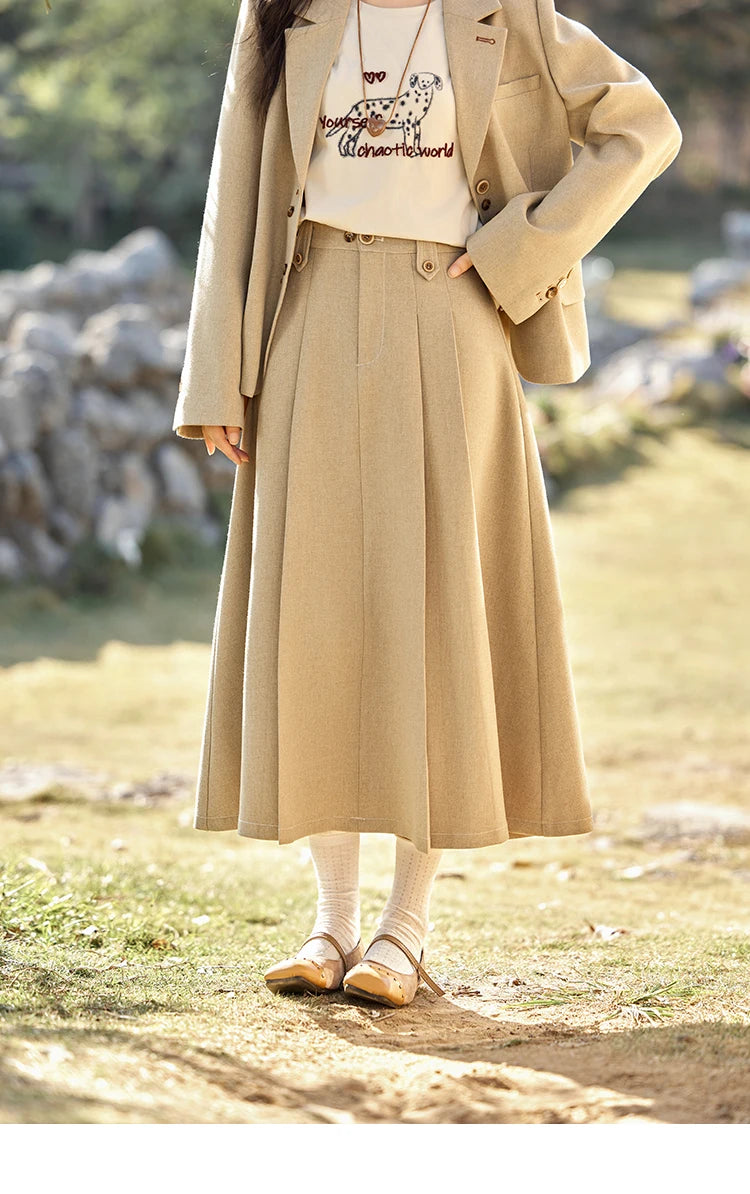 MISHOW Skirt Jacket For Women Separately 2025 Spring New Casual Vintage Blazer Jacket Pleated Skirt Fashion Blazer MXE11W0712