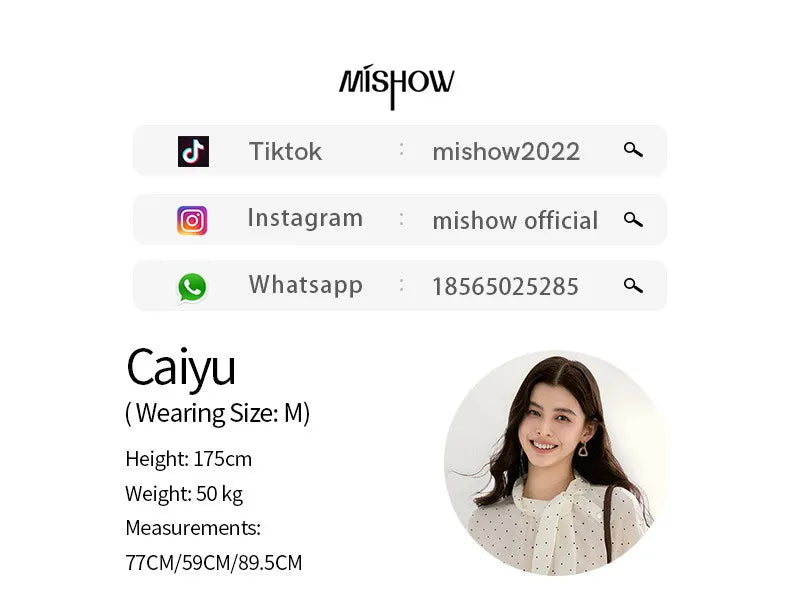 MISHOW Women's White Polka Dot Blouse Spring Bow Tie Neck Sheer Chiffon Blouses Casual Long Sleeve Top Office Lady MXF13X2531