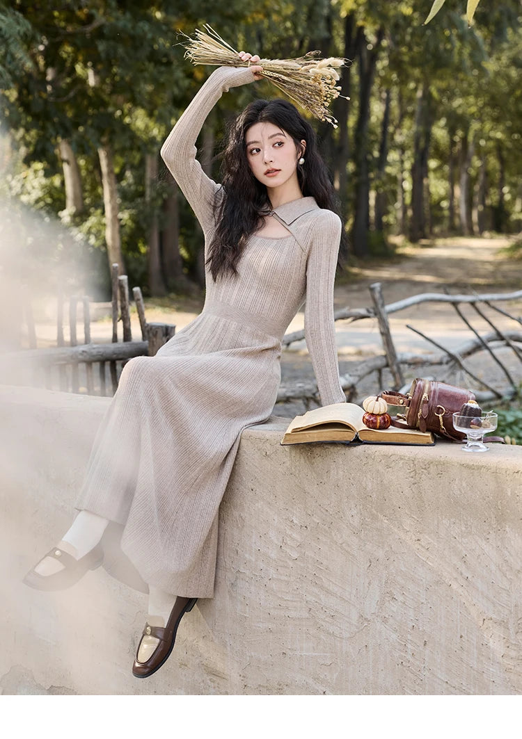 MISHOW Women’s Sweater Top Dress Separately 2024 Fall Winter Fashion Imitation Mink Fur Sweet Coat Knitted Dress MXD45L2043