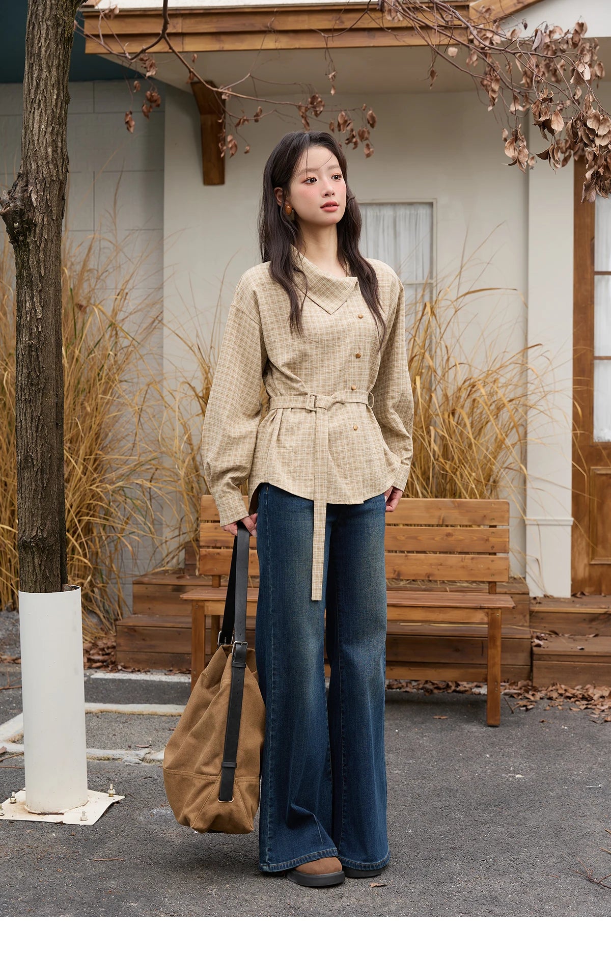 MISHOW Asymmetrical Shirt Belt Design Skew Collar MXE88C2417
