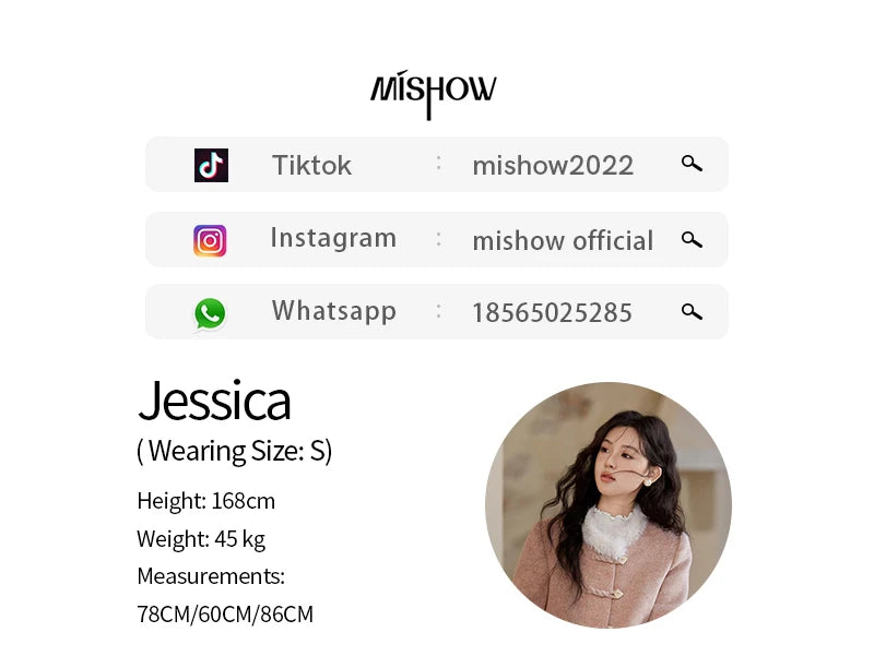 MISHOW New Chinese Tweed Coats Midi Skirts Separately Clothes Winter Woman Sweets Edge Design Plush Fur Coat Women MXD54W0583