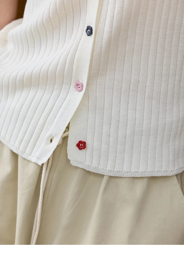 MISHOW Casual Summer Cardigan Women 2025 Short Sleeve Round Neck Solid Thin Knitted Pullovers Female Slimming Tops MXE34Z1268