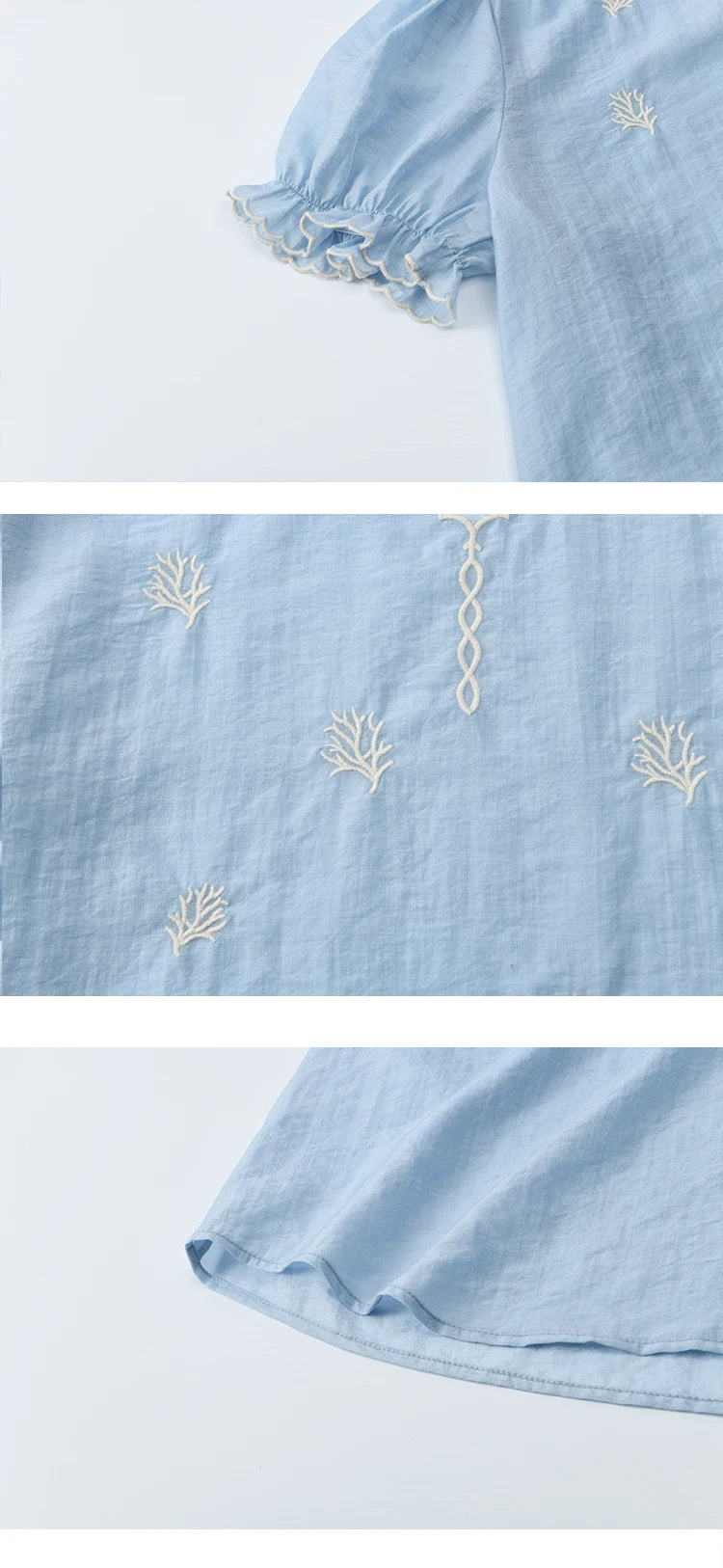 MISHOW Women's Coral Embroidery Summer Blouse 2025 New Fashion V-neck Puff Sleeve Blouse Casual Women's Clothing ﻿MXE37X1850