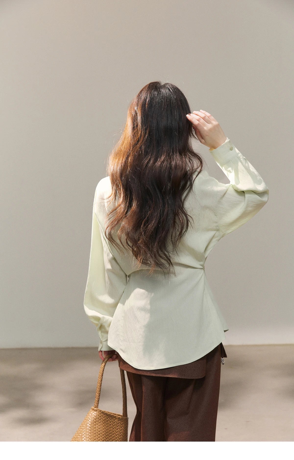 MISHOW Women's Contrast Trim Lapel Collar Shirts 2026 Spring Floral Embroidery Pocket Decor Button Waist Casual Shirt MXF13C2440