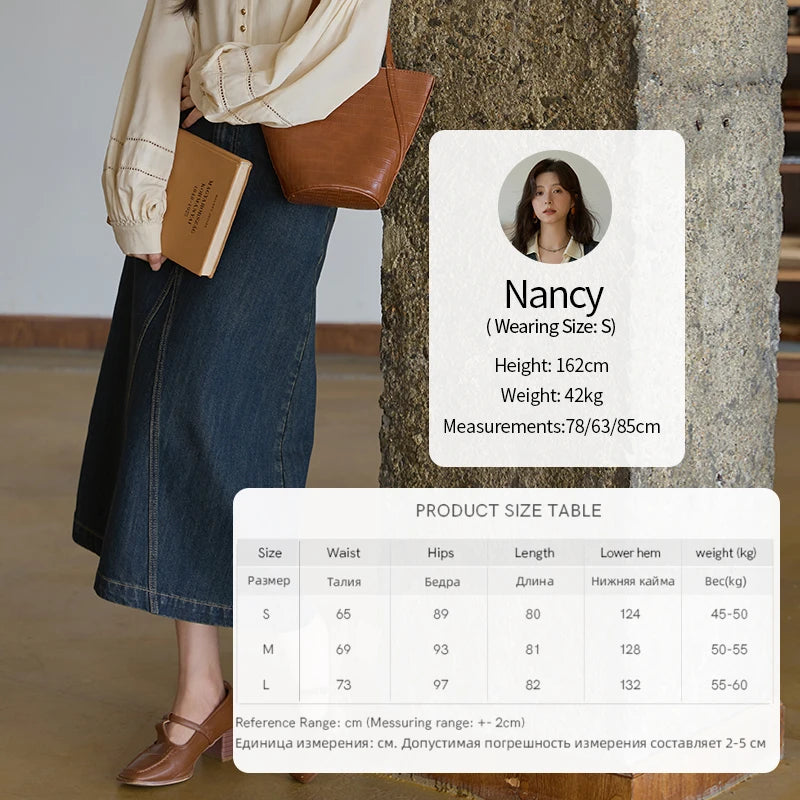 MISHOW High Waist Slim Denim Skirt for Women Autumn 2025 Fashion Pocket Skirt Rear Hem Split Casual Skirt Office Lady MXE41B2379