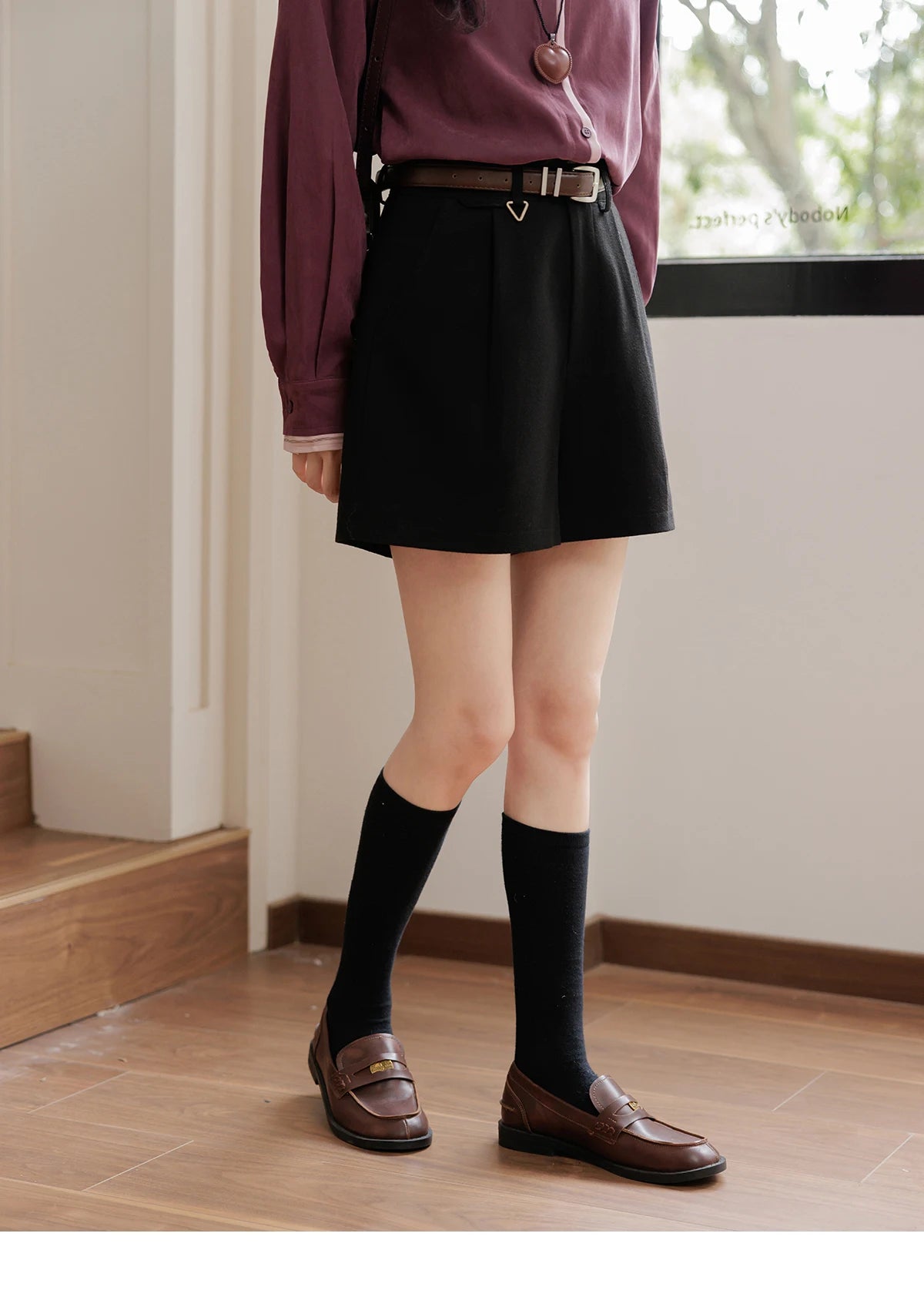 Mishow Black High Waist Wide Leg Shorts with Metal Detail MXD44K0757