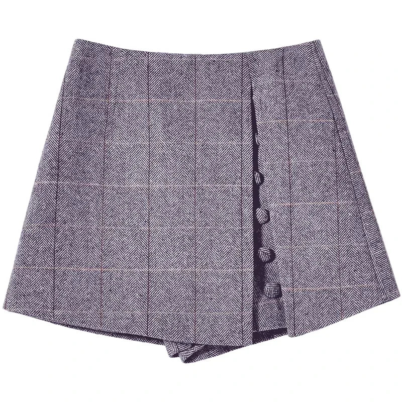 MISHOW Casual Shorts Skirts for Women Fashion Plaid 2023 Spring Autumn Office Ladies Slim Button Mini Shorts Female MX18D2451