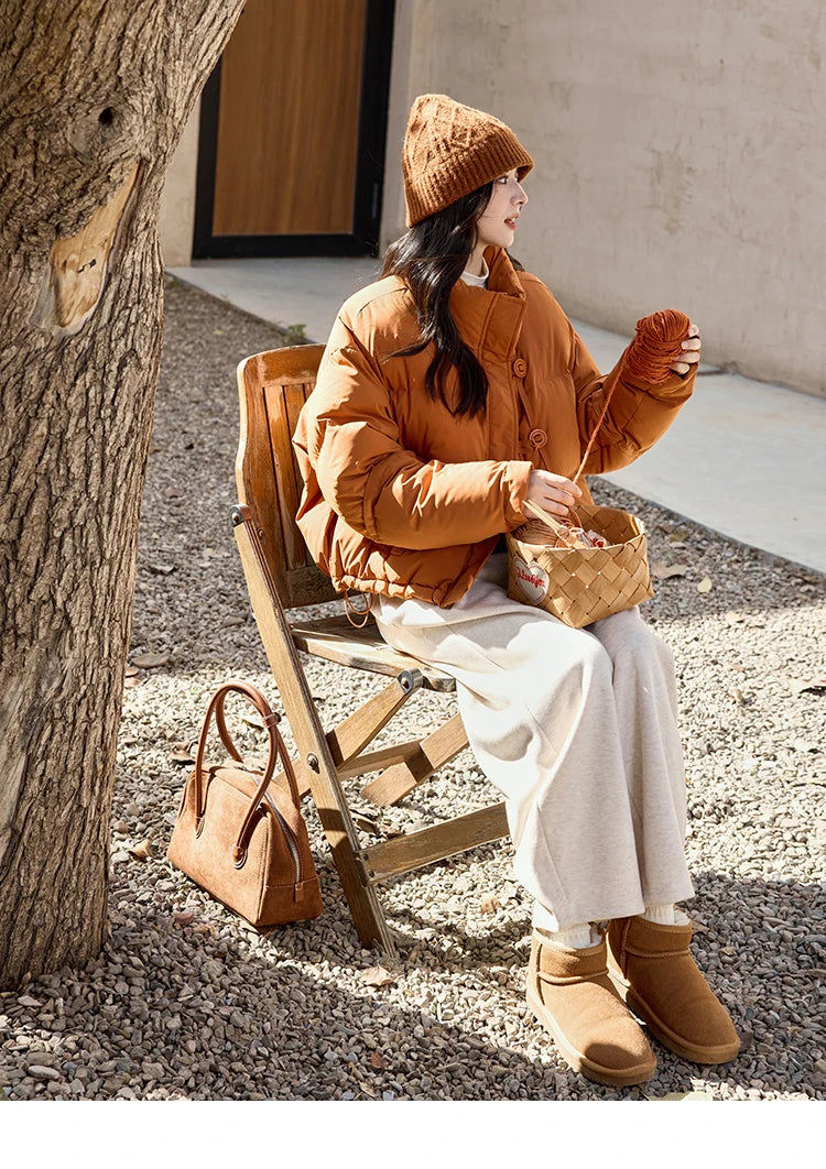 MISHOW Minimalist Down Jacket Women Zipper Short Jacket 2024 Fall Winter Loose Korean Version White Duck Down Jacket MXD42Y0047