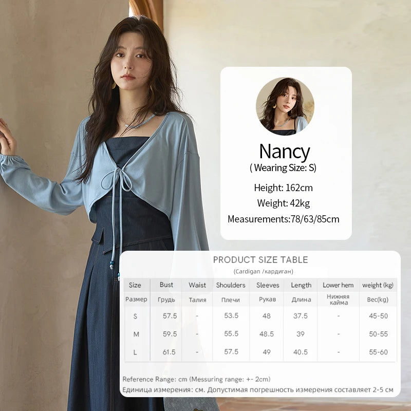 MISHOW Imitation Denim Casual Camisole Desses for Women Autumn 2025 Solid Lace-up Cardigan Separately (Not A Set) MXE41T0693