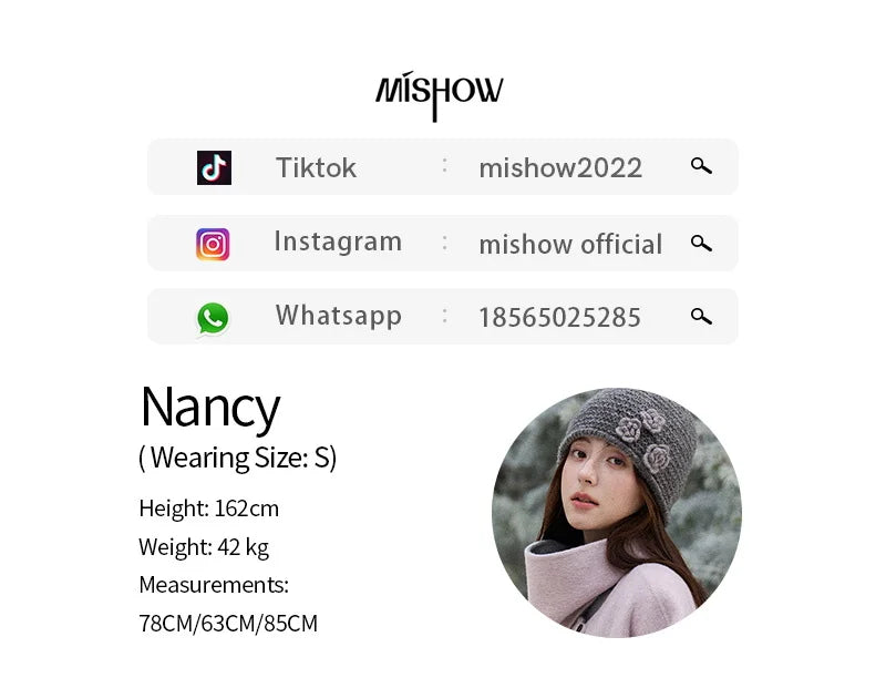 MISHOW Women's Tweed Wool Double-Faced Short Coat with Scarf 2025 Winter Loose Warm Outerwear O-neck Coat Office Lady MXE86W0977