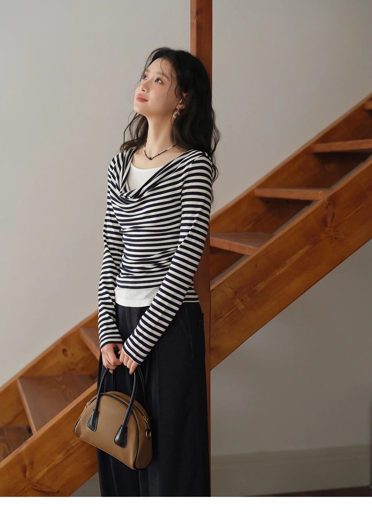 MISHOW Multi Colored Fake Two-piece Knitted Sweater 2025 Autumn Swinging Collar Casual Tops Contrasting Waist Top MXE42Z1341