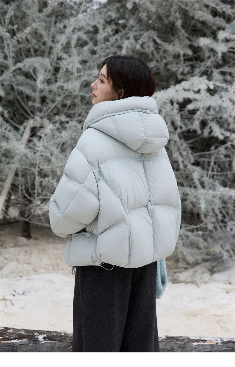 MISHOW Blue Down Coat Women 2025 Winter Fashion Elegant 90% White Duck Down Short Lightweight Puffer Jacket Warm MXE51Y0081