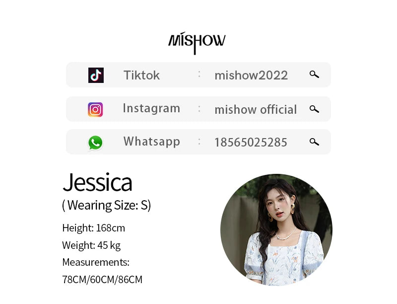 MISHOW Ink Wash Printed Fabric Dress for Women 2025 Summer French Oil Painting Square Neck Splicing Lace Doll Dresses MXD29L1932