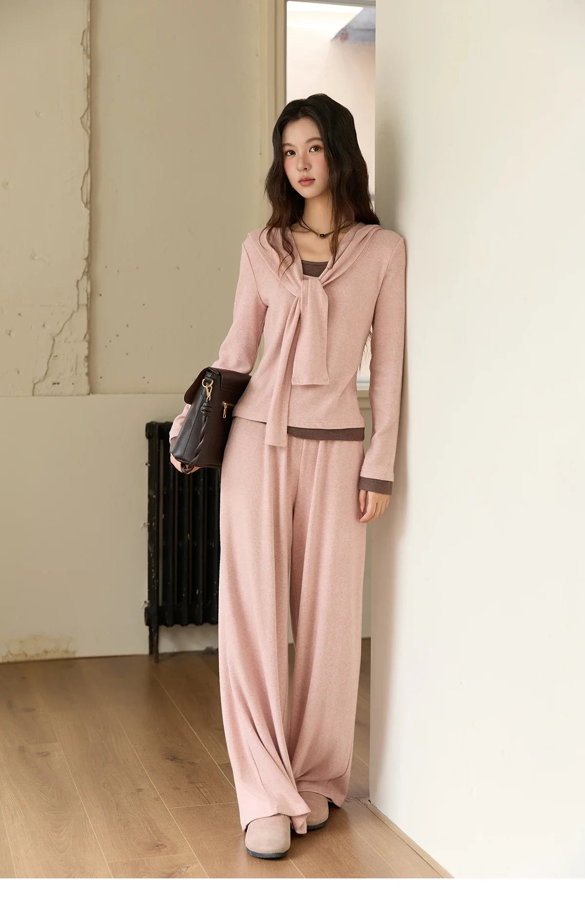 MISHOW Elastic Waist Casual Pants 2025 Autumn Winter Solid Full Length Pants Loose Wide Leg Trousers Office Lady MXE89K1119