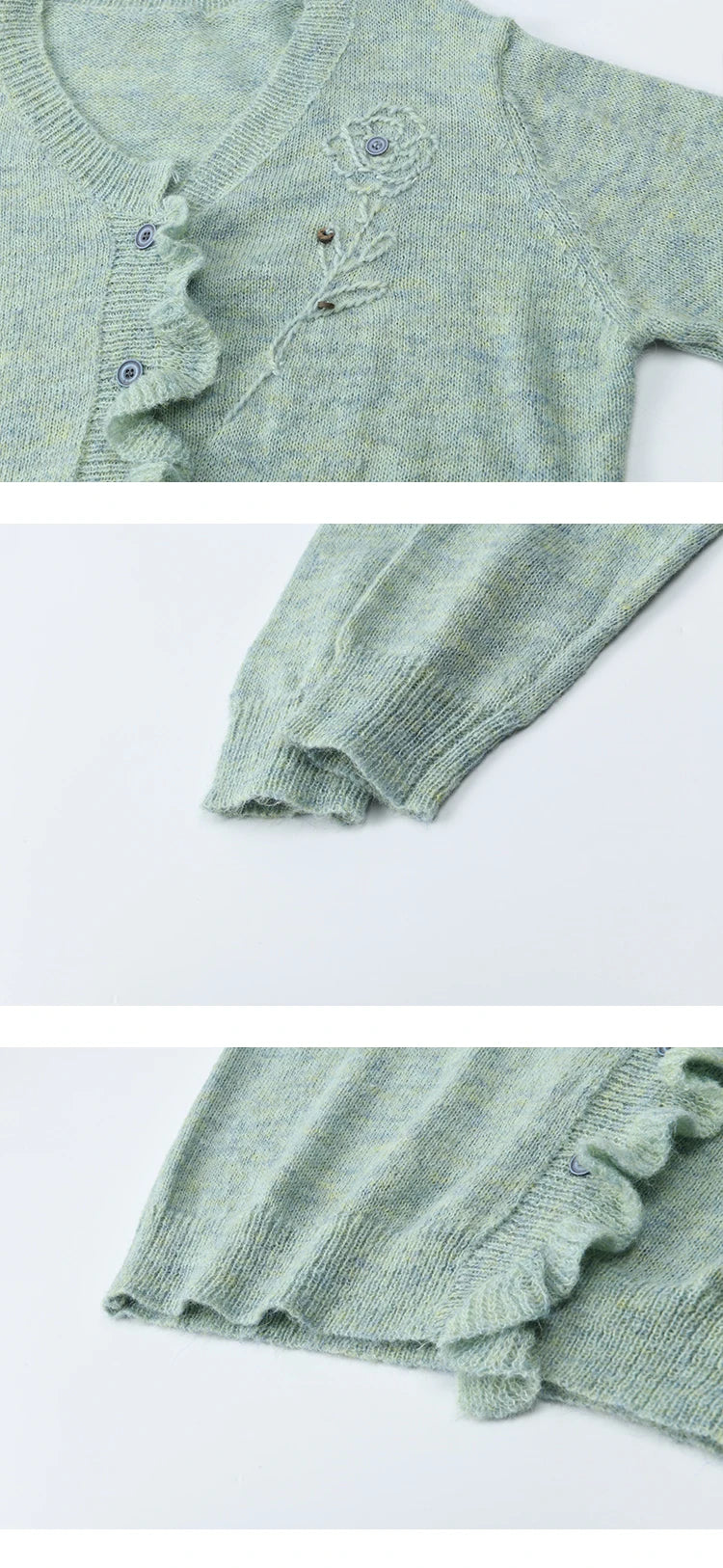 MISHOW Knitted Cardigan Women 2025 Autumn French Style Flower Embroidered V-neck Cardigan Luxury Long-sleeved Top MXE47Z2498