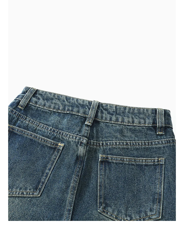 MISHOW American Retro Wide Leg Jeans Spring High Waist Slim Cotton Elastic Denim Straight Trouser Hem Tassels Pants MXD12K0538