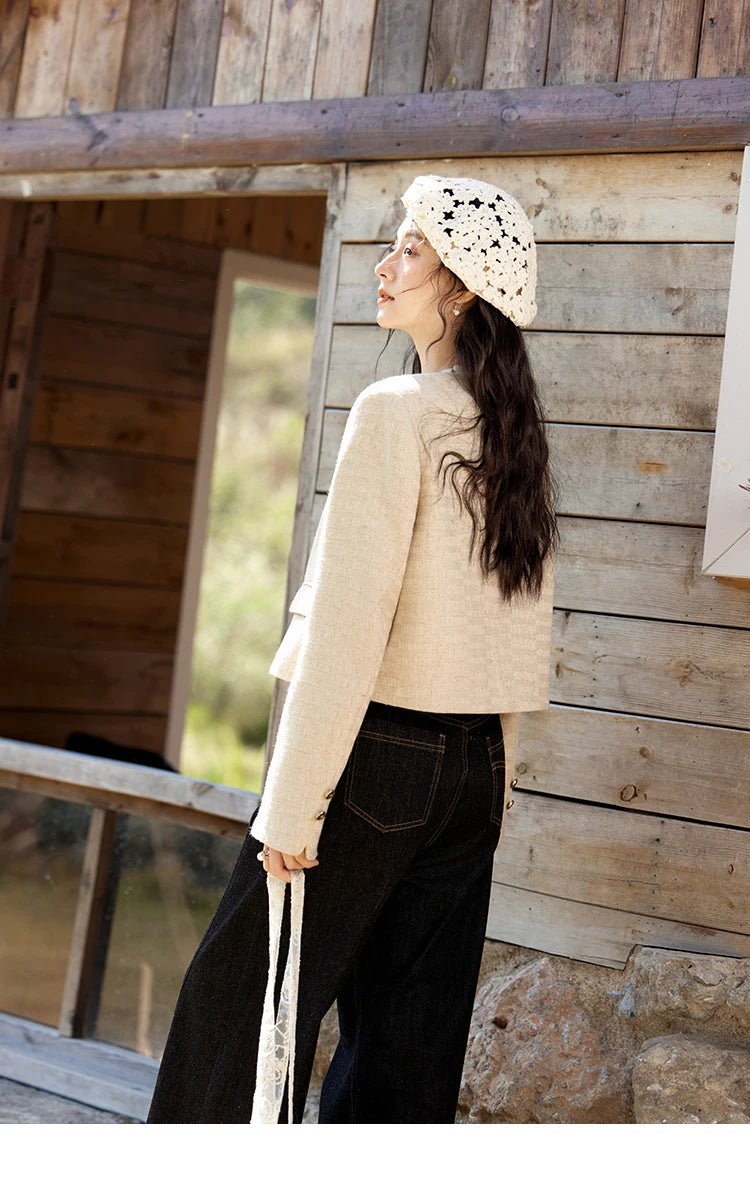 MISHOW Fashion Xiaoxiangfeng Long Sleeve Jacket Women's Spring New High End Temperament Button  Tops Short Coat Girl MXE11W0713