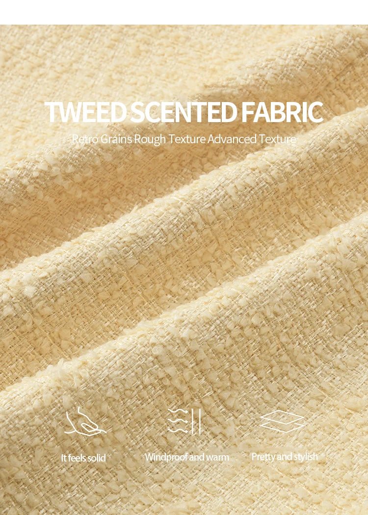 MISHOW Women's Fragrant Tweed Coat 2025 Autumn Retro Woven Short Top Metal button single breasted Lapel Commute Coats MXE46W0837