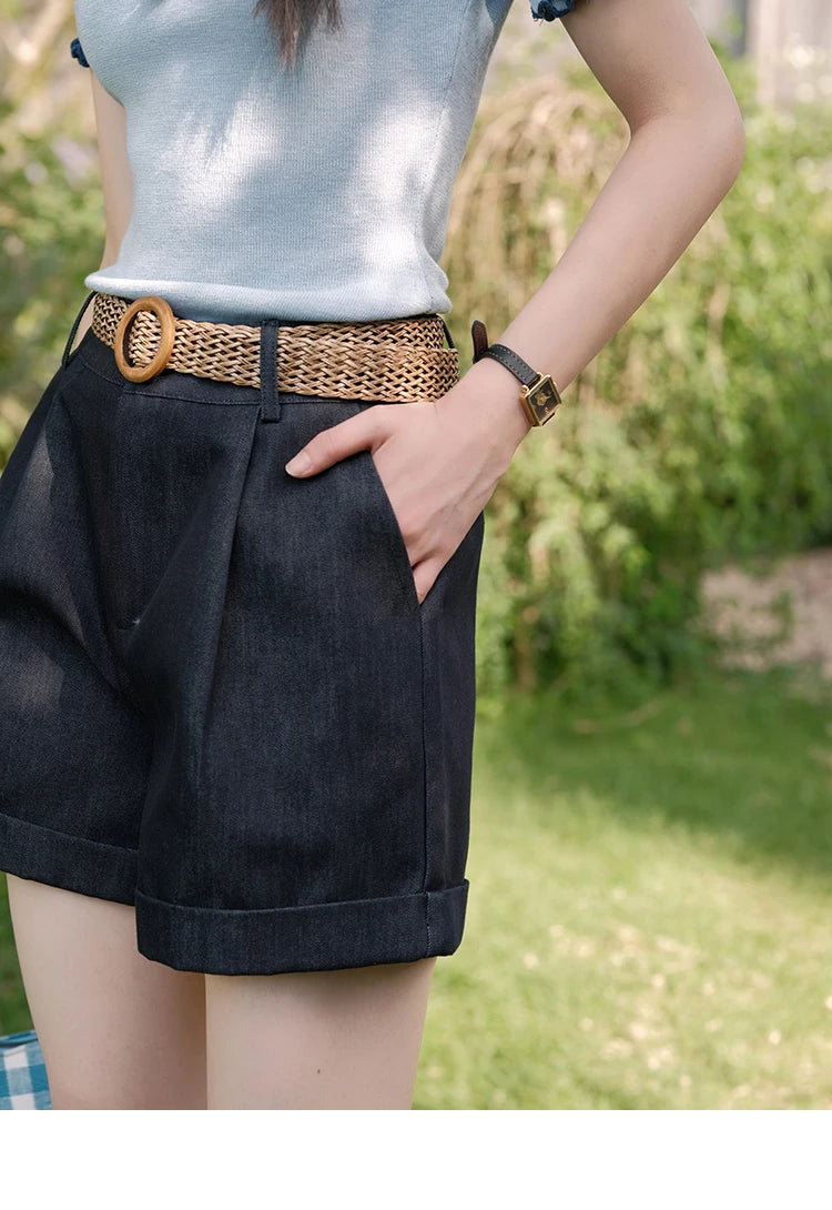 MISHOW Women's Round Neck Knit T-shirt Summer 2025 Fashion Ear Edge Short Top Casual Short Sleeve Tee Female Clothing MXE32Z1233