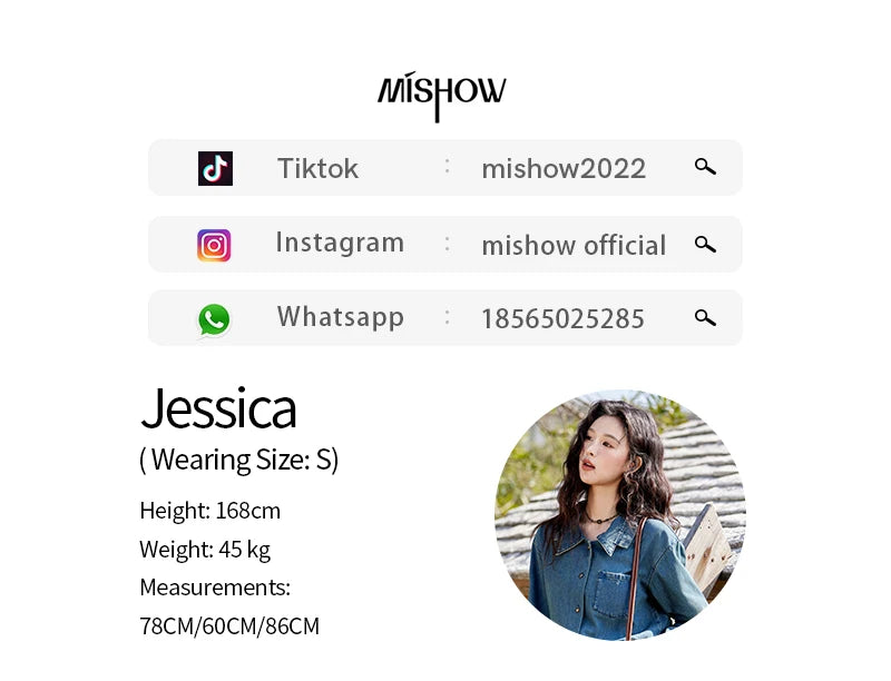 MISHOW Retro Washed Denim Shirt Spring 2025 Double Layered Patchwork Collar Shirt Metal Buckle Single Breasted Tops MXE12C0751