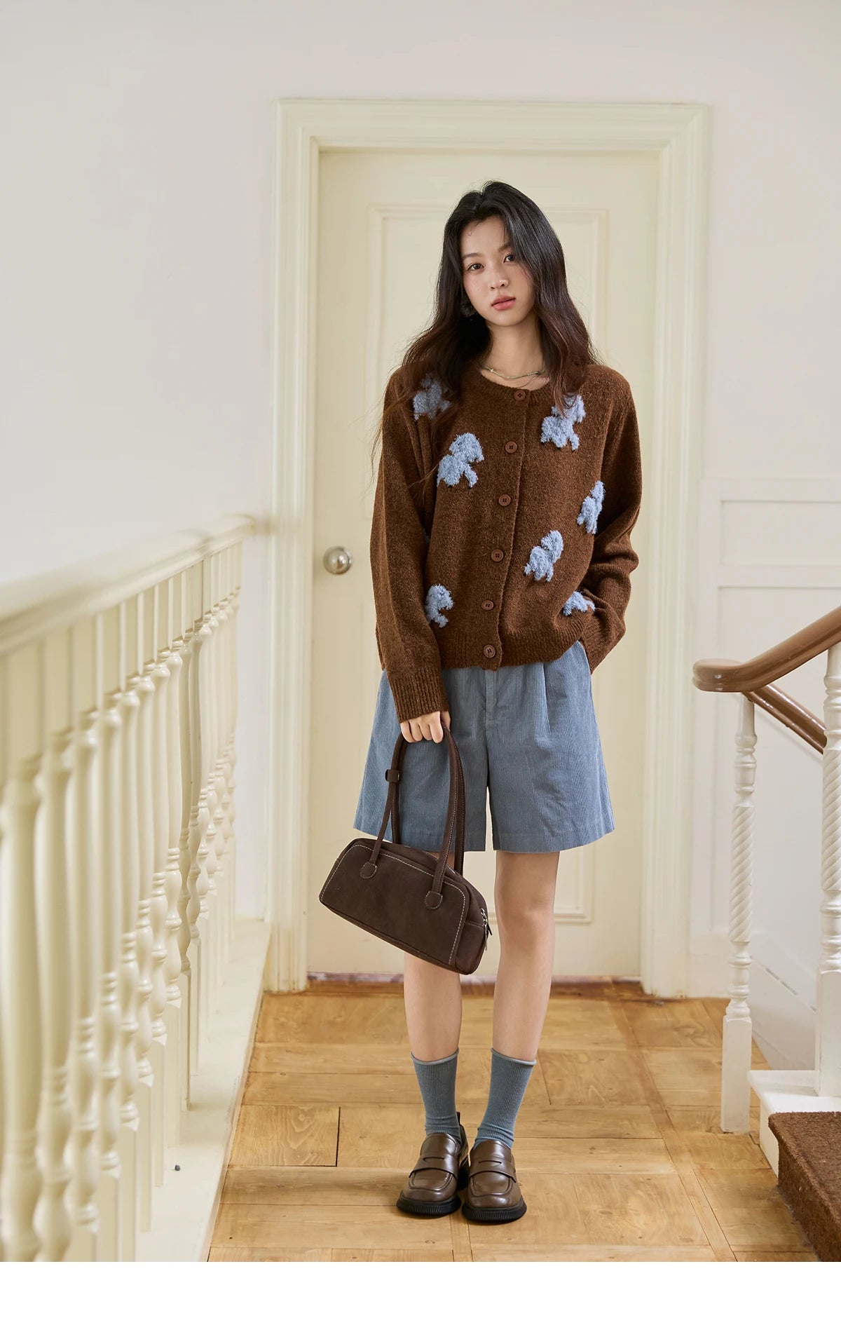 MISHOW Lamb Jacquard Knit Cardigan Women 2025 Autumn New Lambskin Round Neck Single-breasted Commuting Loose Sweater MXE48Z2571