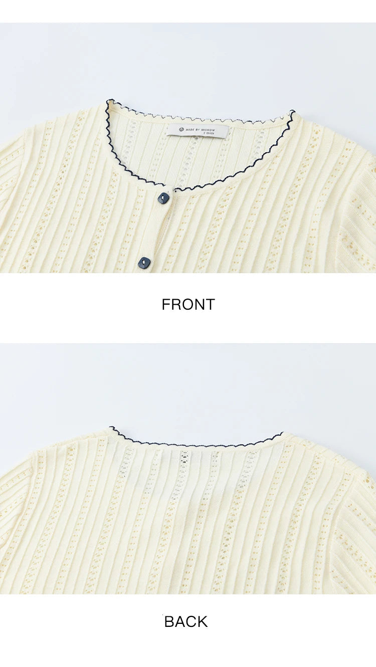 MISHOW Woman Apricot Knit Two-piece Set Wool 2025 Autumn Retro Long Sleeves Cardigan With Camisole Vest Casual Outfit MXE43T0726