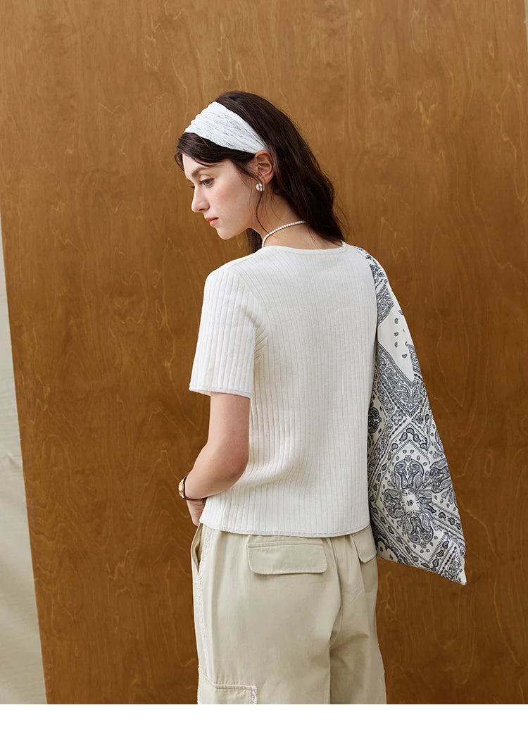 MISHOW Casual Summer Cardigan Women 2025 Short Sleeve Round Neck Solid Thin Knitted Pullovers Female Slimming Tops MXE34Z1268