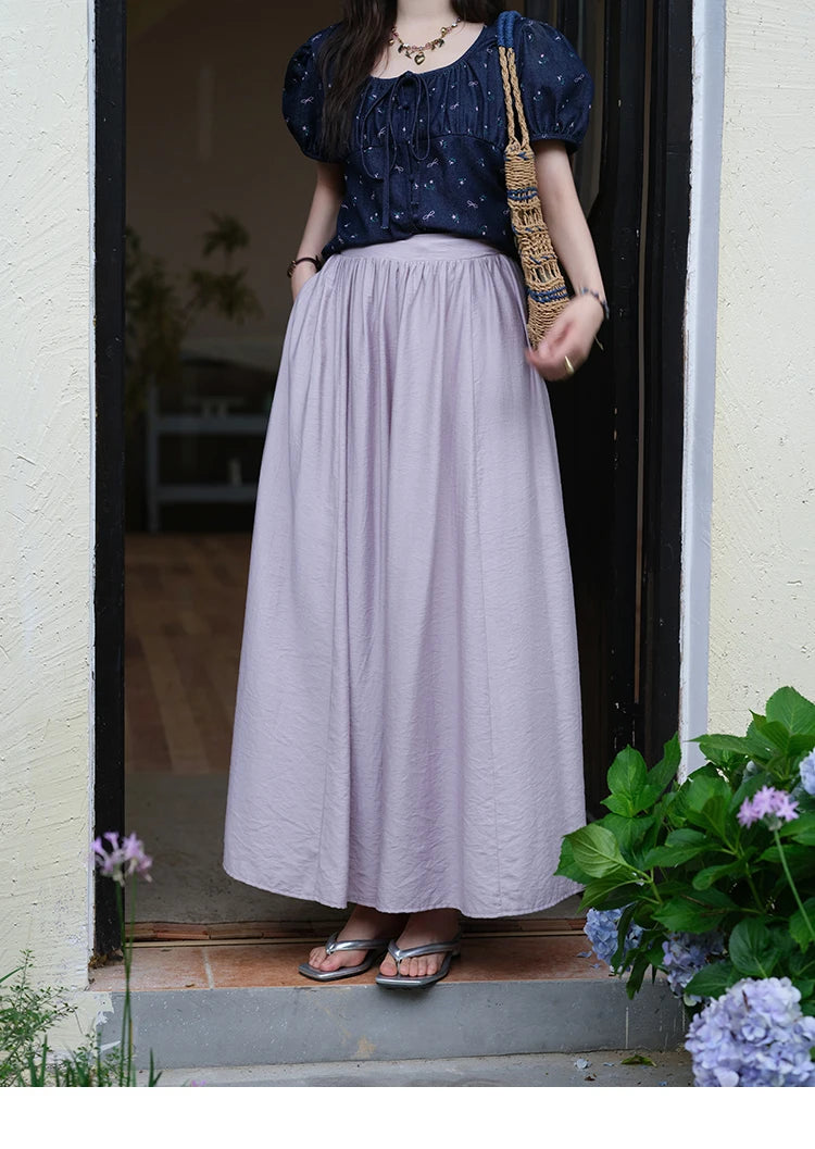 MISHOW Casual Half Skirt for Women 2025 Summer New Office Lady Fashion High Waist Pocket Female Purple Pleated Skirt MXE39B2366