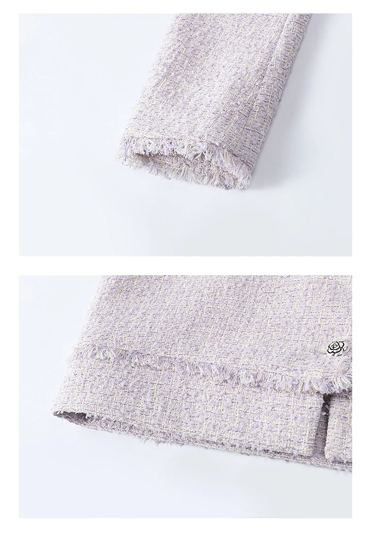 MISHOW Tassel Fragrant Coat for Women 2025 Spring Rose Buckle Weave Short Coats Elegant Square Neck Straight Coats MXE13W0733