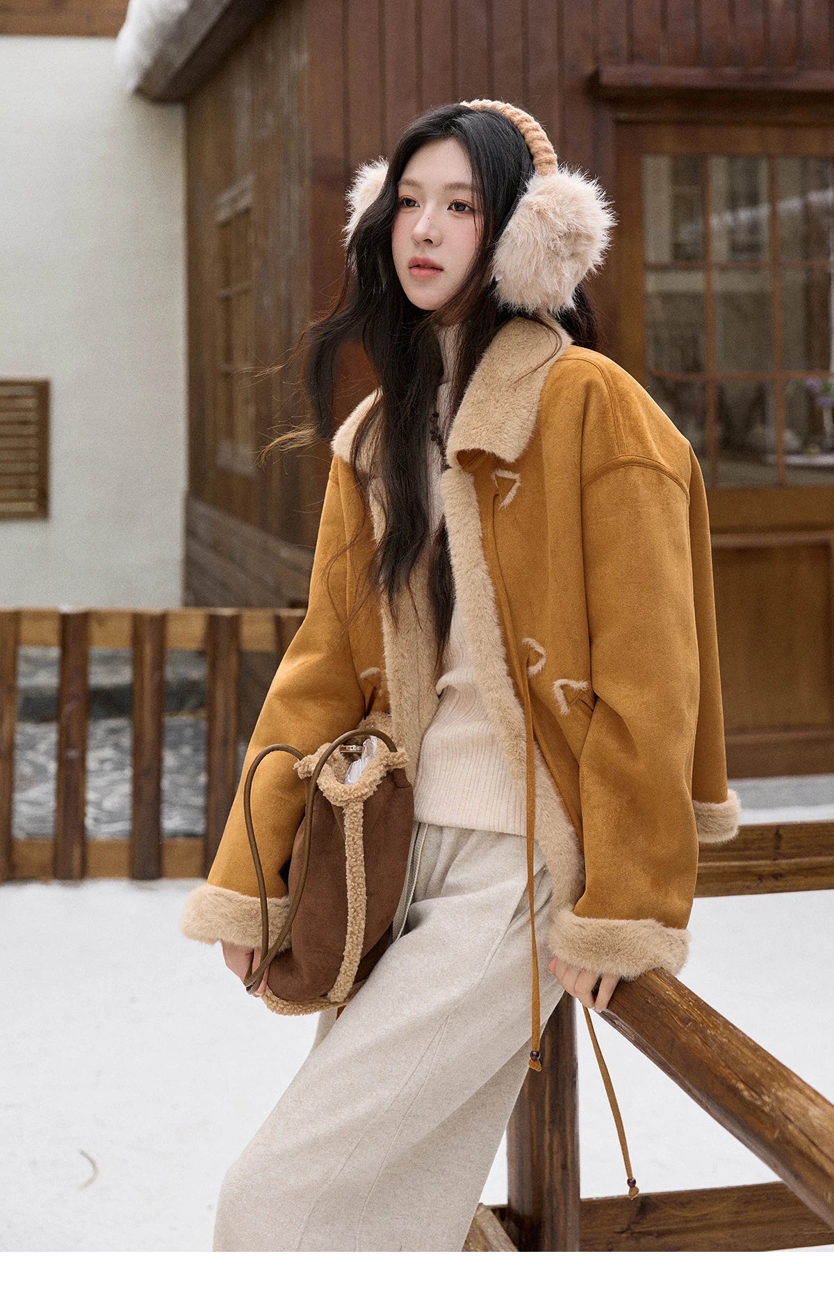 MISHOW Suede Imitation Mink Fur Coat Women Winter 2025 Retro Thick Plush Lace Up Coat Warm Lapel Jackets Office Lady MXE90W0921