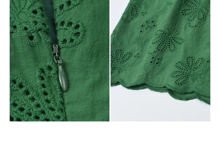 MISHOW Women's French Fashion Square Neck Dress 2025 Summer New Puff Sleeve Embroidery Midi Dresses Ladies Clothing MXE39L2325