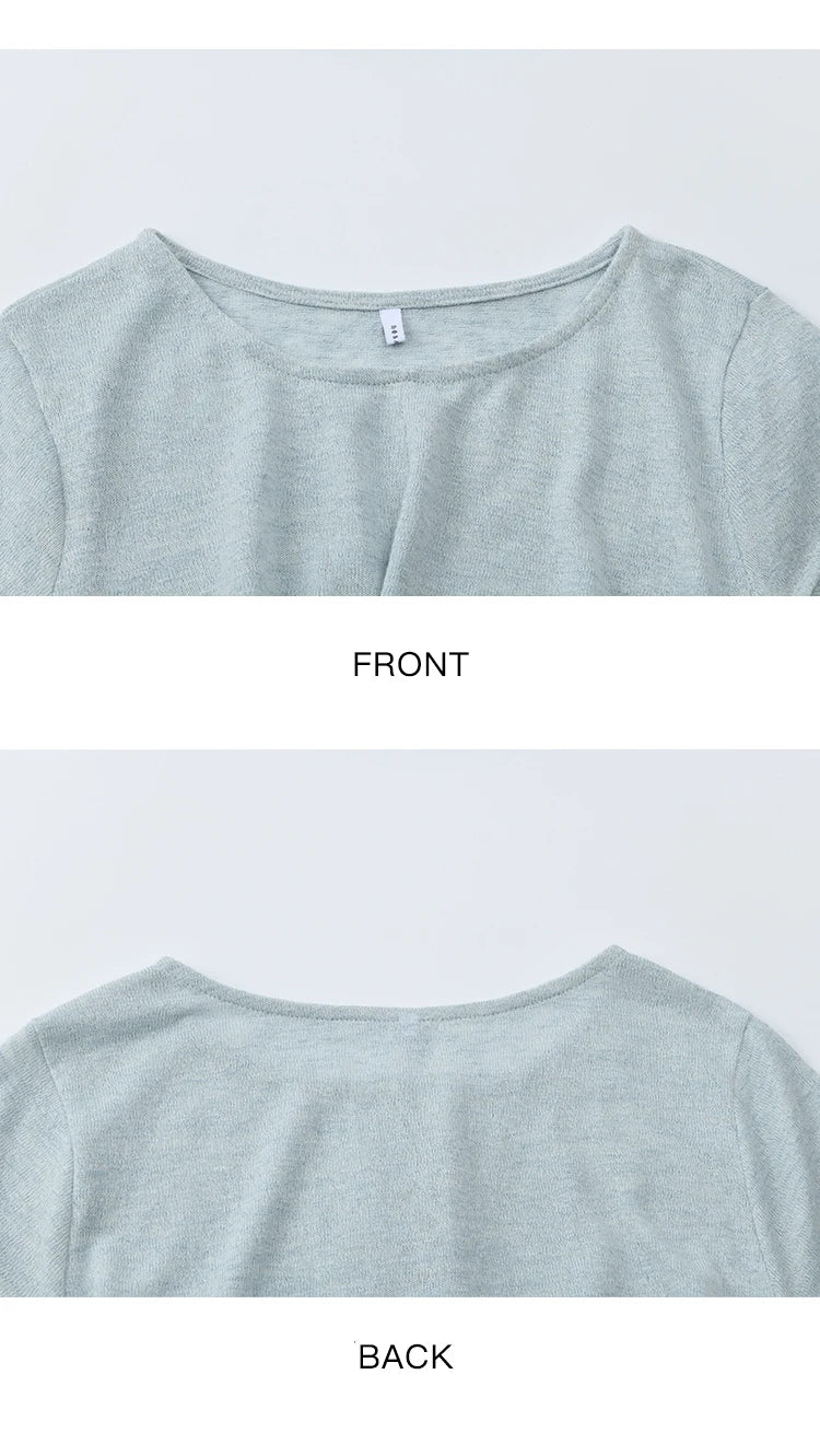 MISHOW Round Neck Knitted T-Shirt Irregular Design Button MXE39T0709