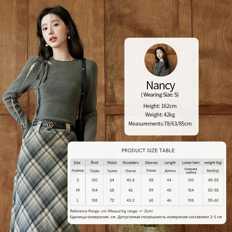 MISHOW Bottom Knit Sweater Women Fashion Hollow Tie Design Bottoming Shirt 2024 Fall New Warm Long-sleeved Slim Tops MXD45Z0766